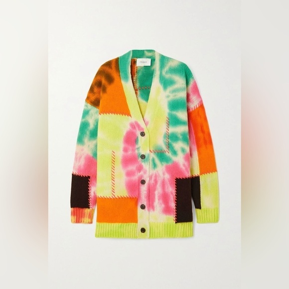 FRAME x Julia Sarr Jamoios Tie Dye Cashmere Cardigan M - Picture 6 of 13